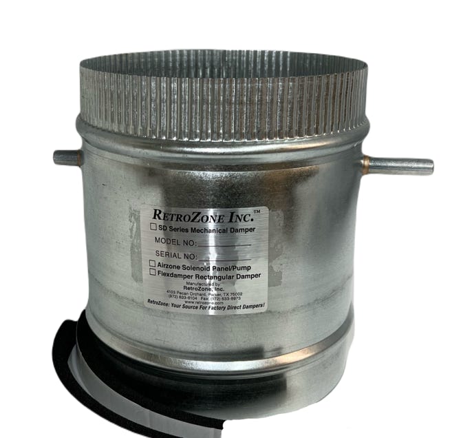 Retrozone super duty series commercial grade round dampers, HVAC, DuroDyne, Belimo, shipping included